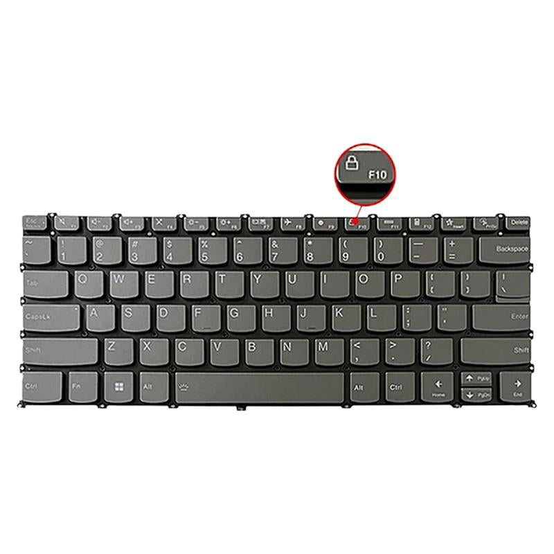 Laptoptoetsenbord met verlichting voor Lenovo IdeaPad 5 en Yoga Slim 7 Pro, F10 met slotpictogram (Grijs)