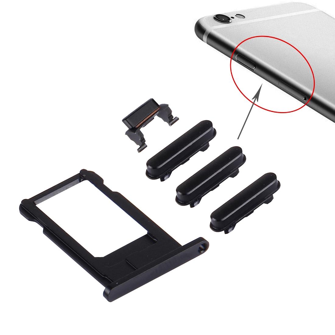 Knoppenset 4-in-1 (simkaarthouder, volume, aan/uit, mute) voor iPhone 6s Plus (zwart)