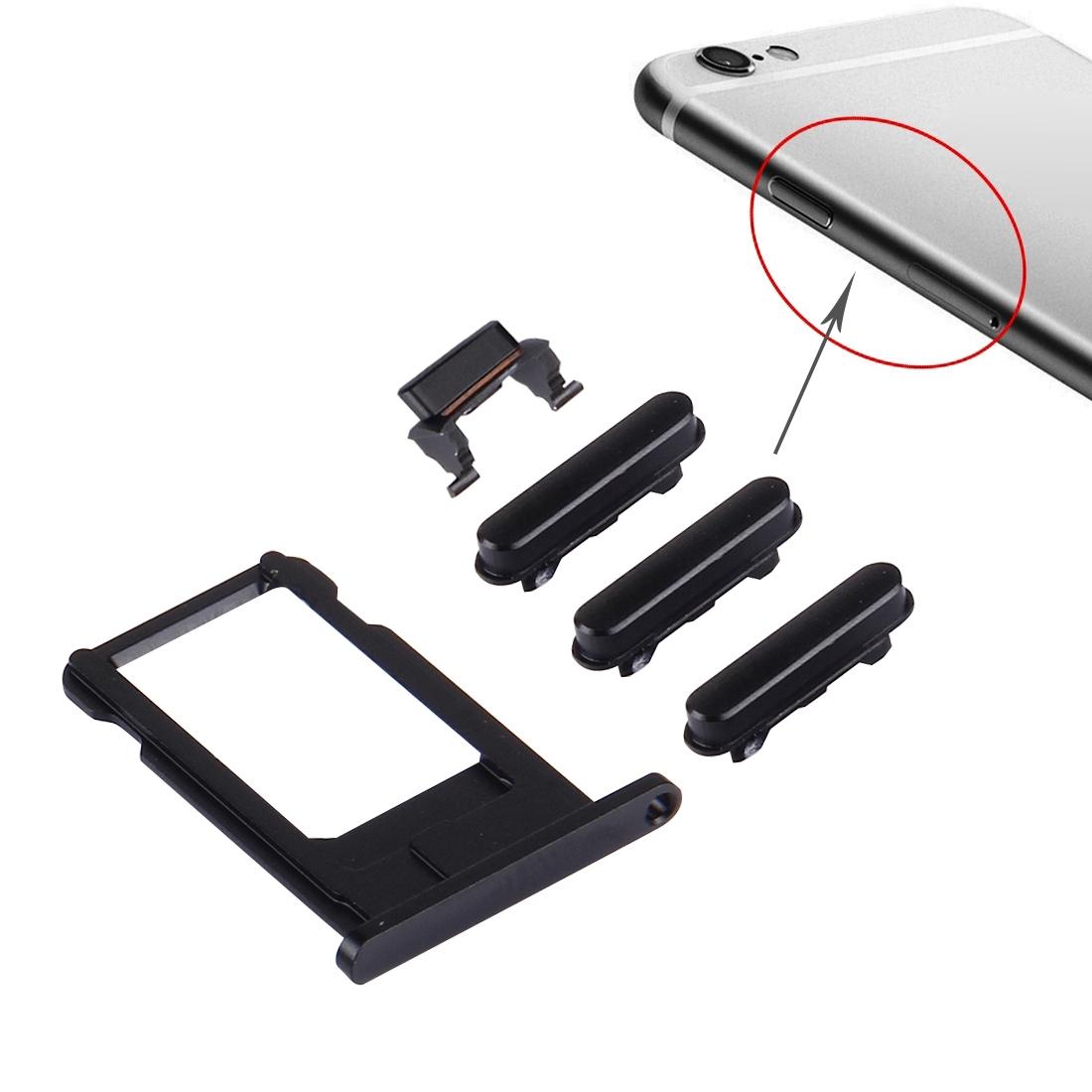 4-in-1 knoppenset met simlaatje voor iPhone 6s (zwart)