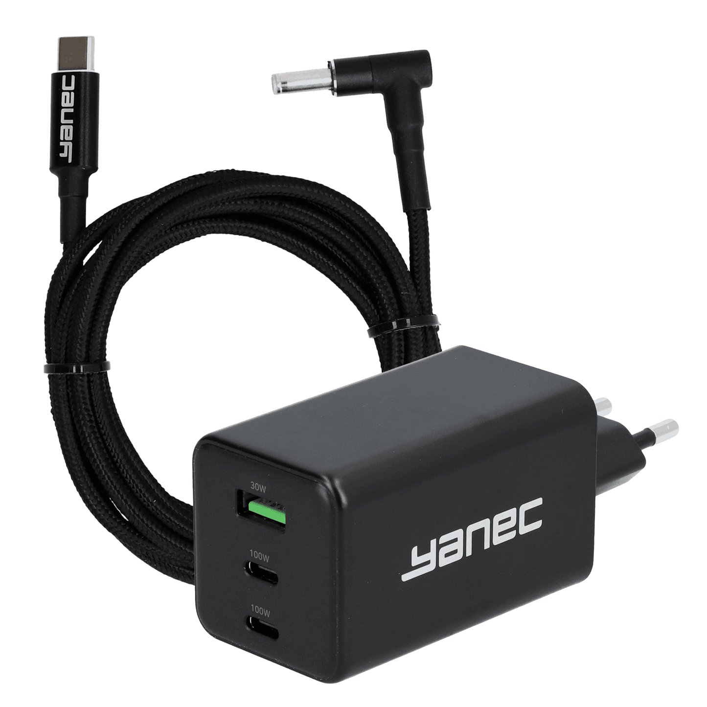 Yanec Compacte GaN lader 100W + 4.5 x 3.0 mm HP laadkabel