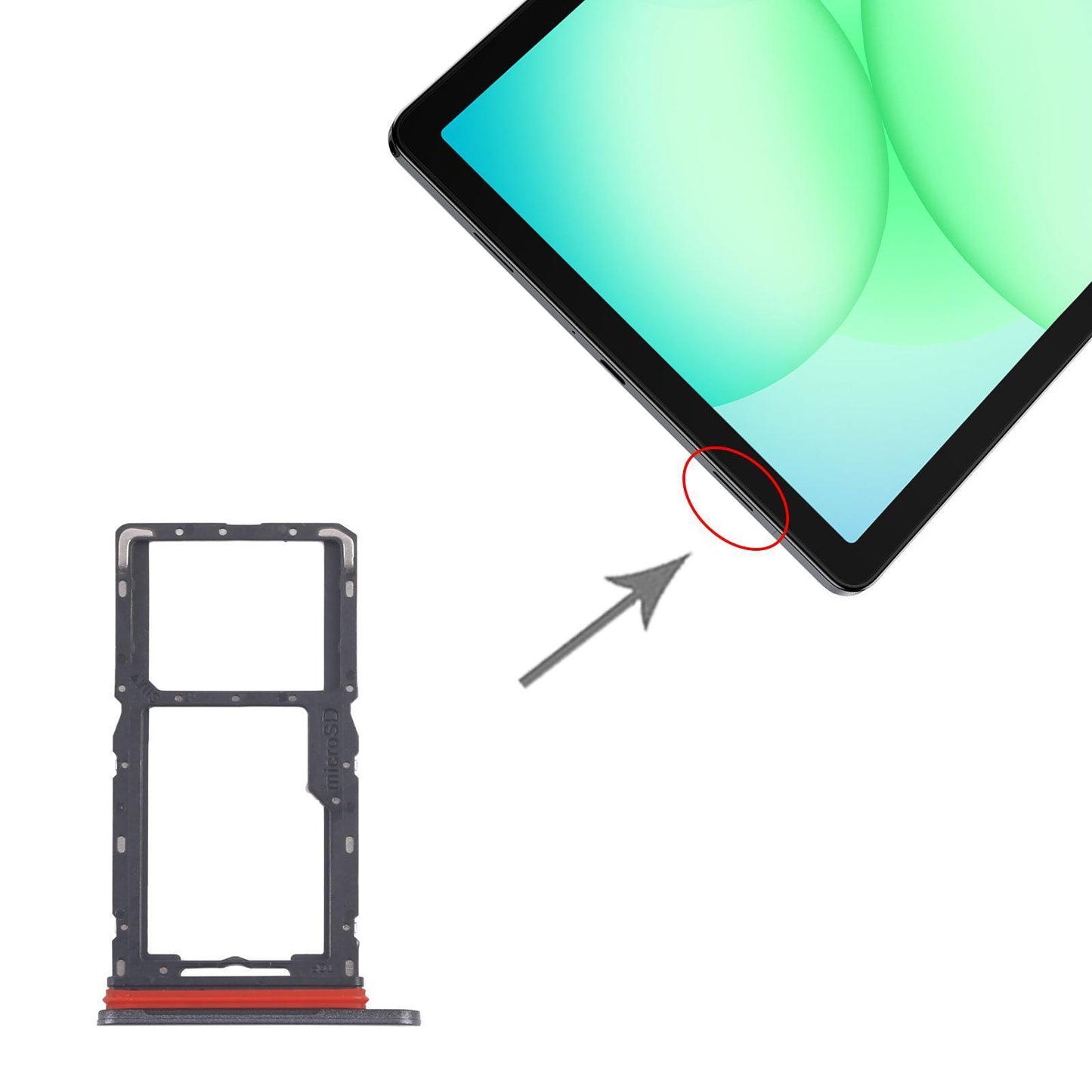 Simkaarthouder met microSD-slot voor Samsung Galaxy Tab A11 (SM-X135) (zwart)