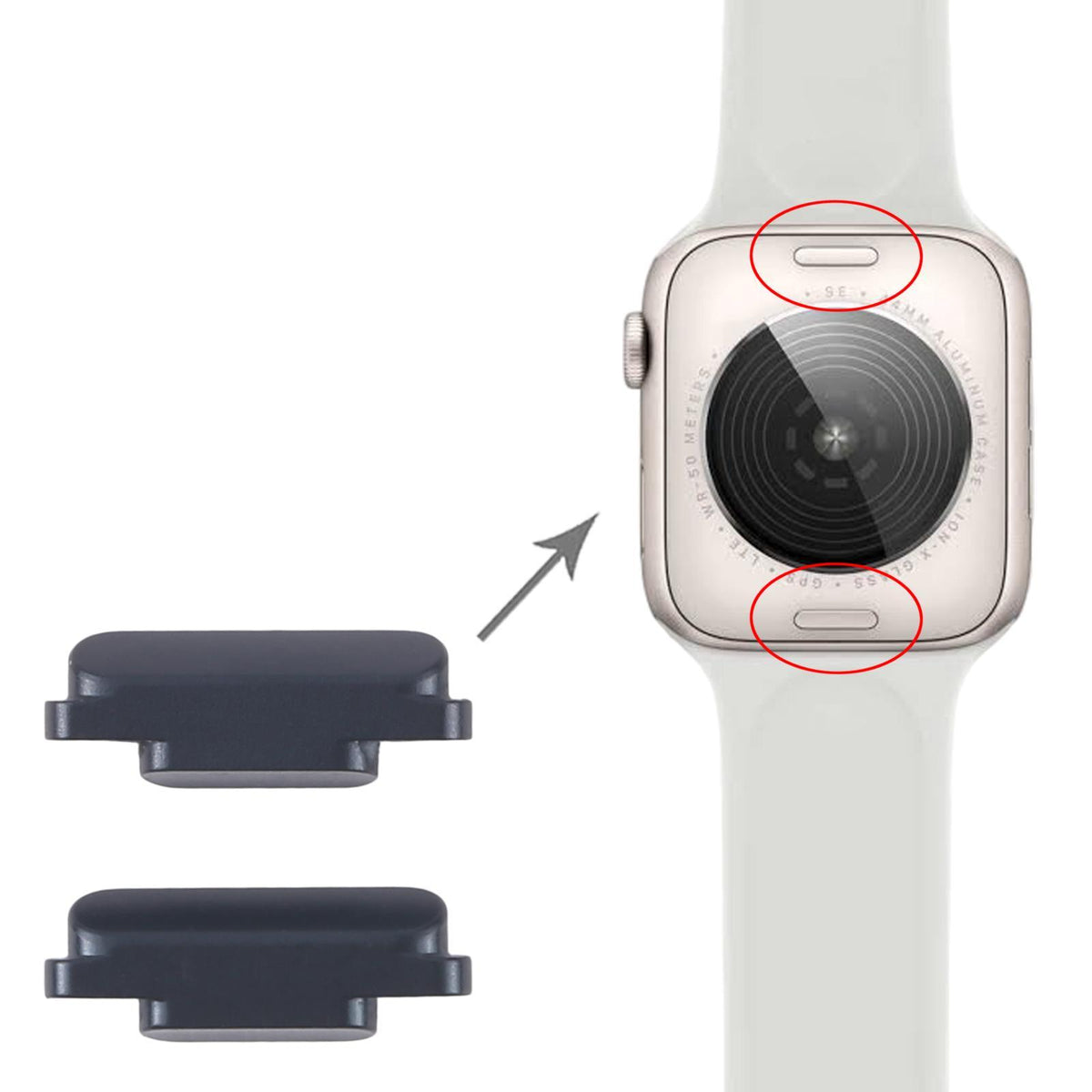Bandsluiting (set van 2) voor Apple Watch SE 2022 / SE 2025 (middernacht)