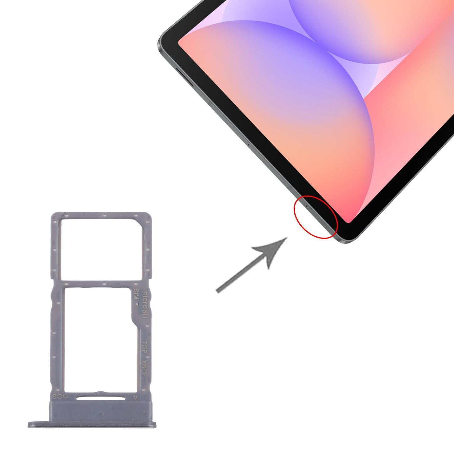 Simkaarthouder met microSD-slot voor Samsung Galaxy Tab S10 Lite SM-X400 / SM-X406 (grijs)