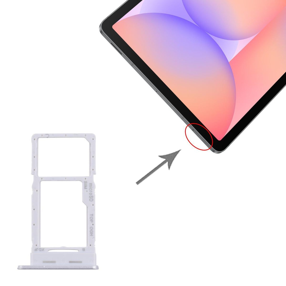 Simkaarthouder met microSD-slot voor Samsung Galaxy Tab S10 Lite (SM-X400 / SM-X406) (zilver)