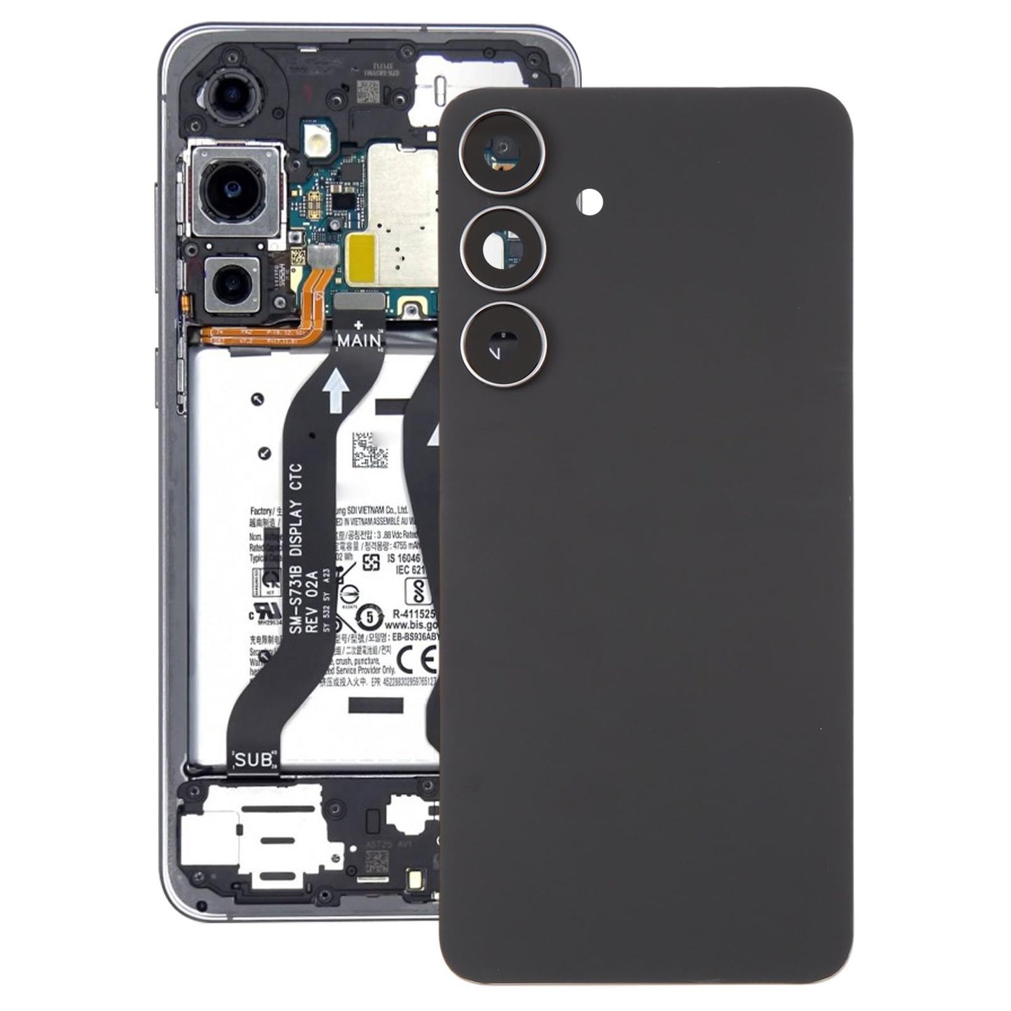 Achterklep met cameralensframe voor Samsung Galaxy S25 FE 5G SM-S731B (zwart)
