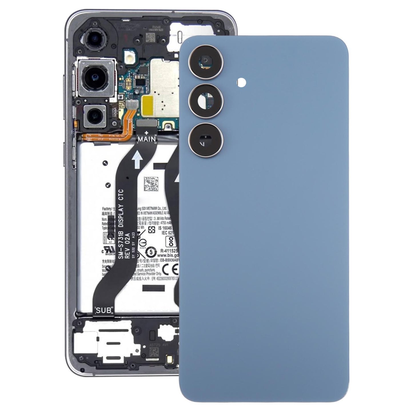 Achterklep met cameralensframe voor Samsung Galaxy S25 FE 5G SM-S731B (donkerblauw)