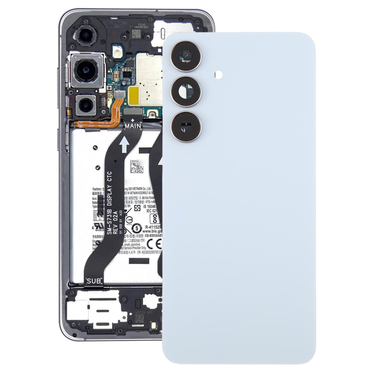 Achterklep met cameralensframe voor Samsung Galaxy S25 FE 5G SM-S731B (blauw)