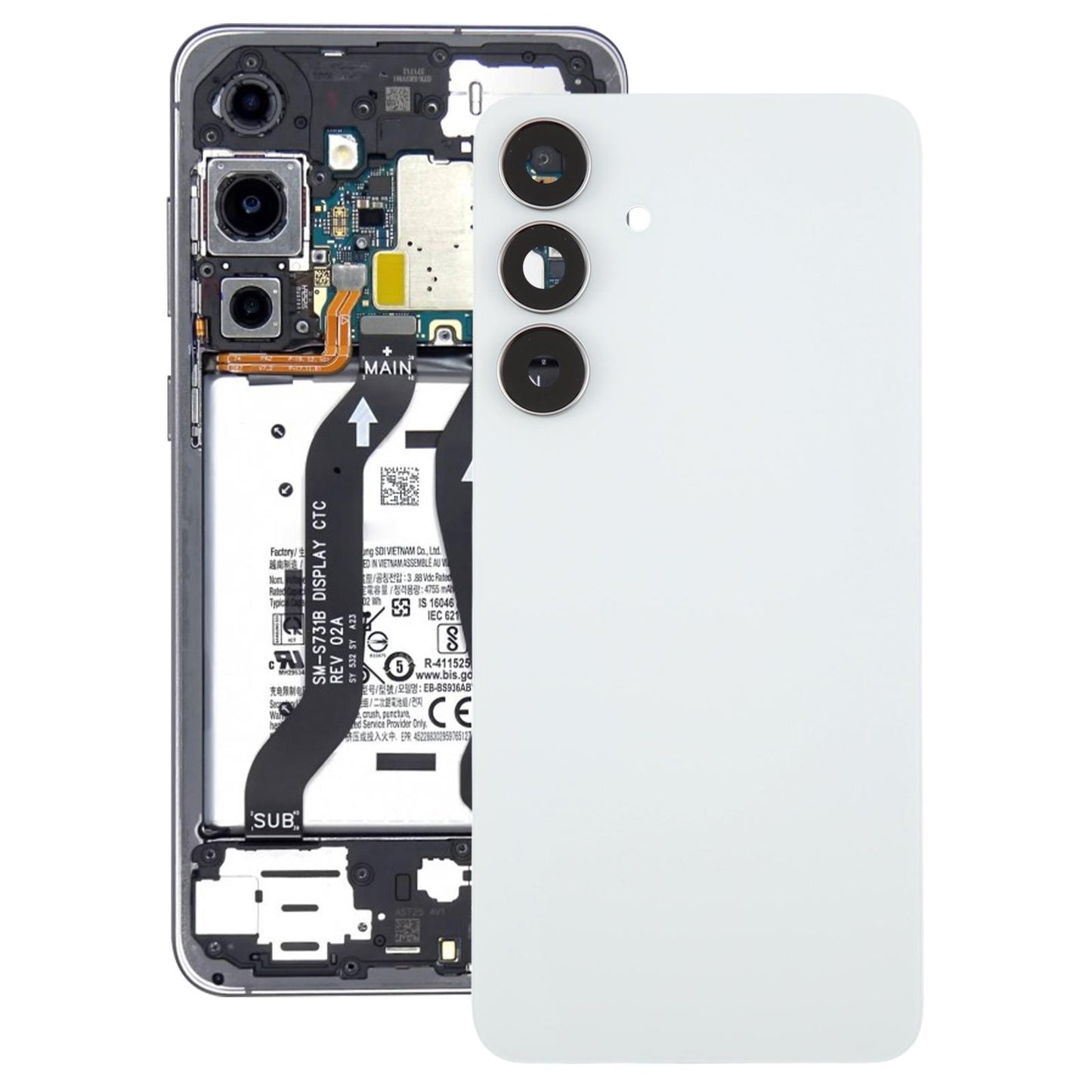 Achterklep met cameralensframe voor Samsung Galaxy S25 FE 5G SM-S731B (wit)
