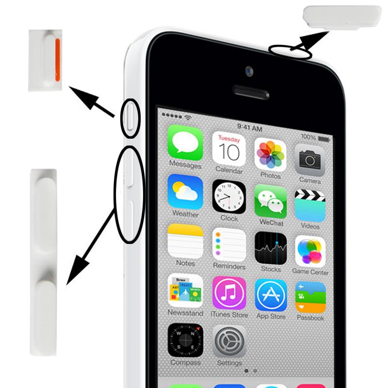 3-in-1 knoppenset voor iPhone 5C (wit)