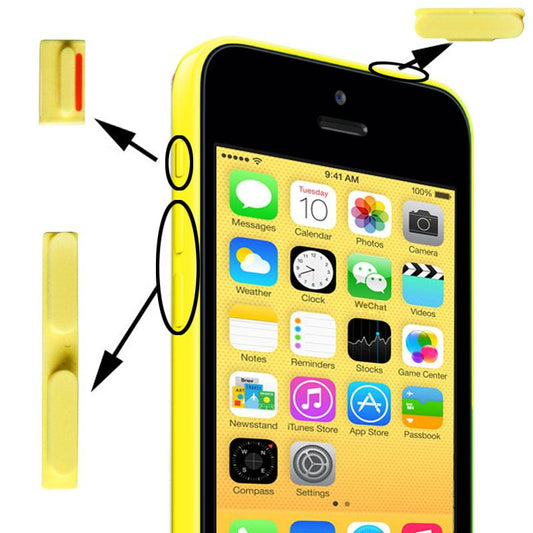 3-in-1 knoppenset voor iPhone 5C (geel)