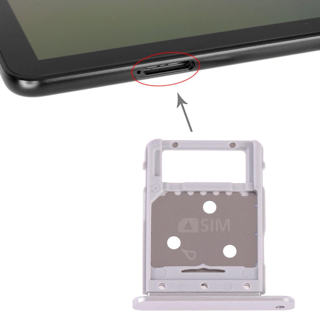 Simkaarthouder en microSD-kaarthouder voor Samsung Galaxy Tab S4 10.5 SM-T835 (zilver)
