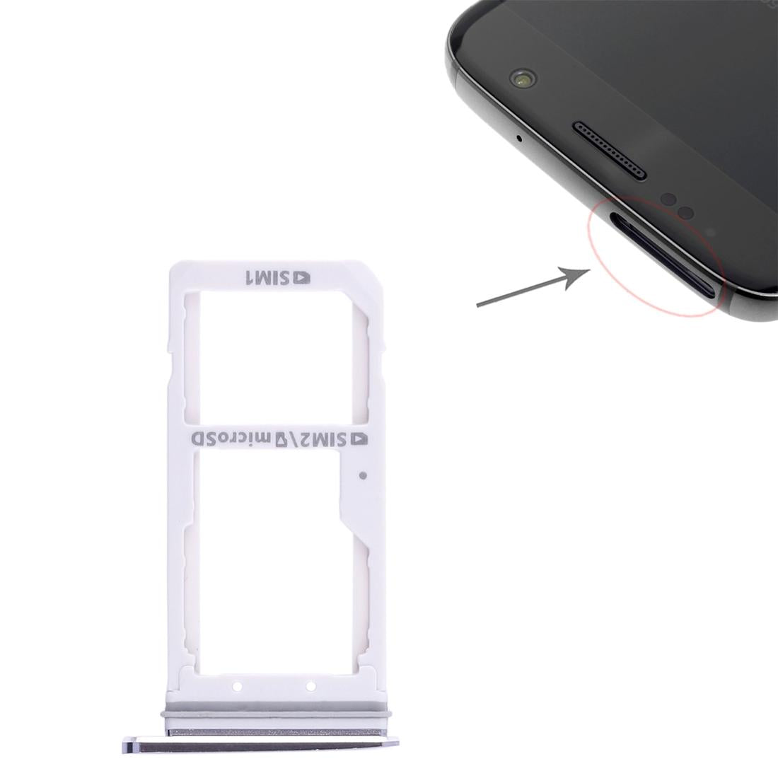 Simkaarthouder dual-SIM en microSD voor Samsung Galaxy S7 (zwart)