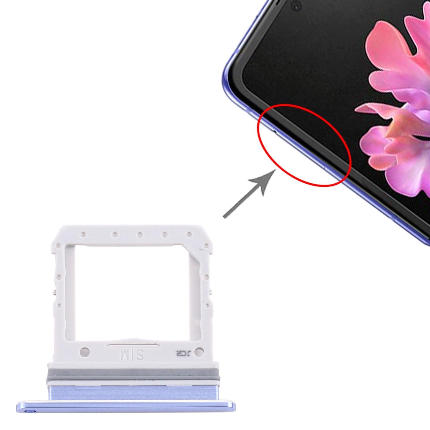 Simkaarthouder voor Samsung Galaxy Z Flip SM-F700 (blauw)
