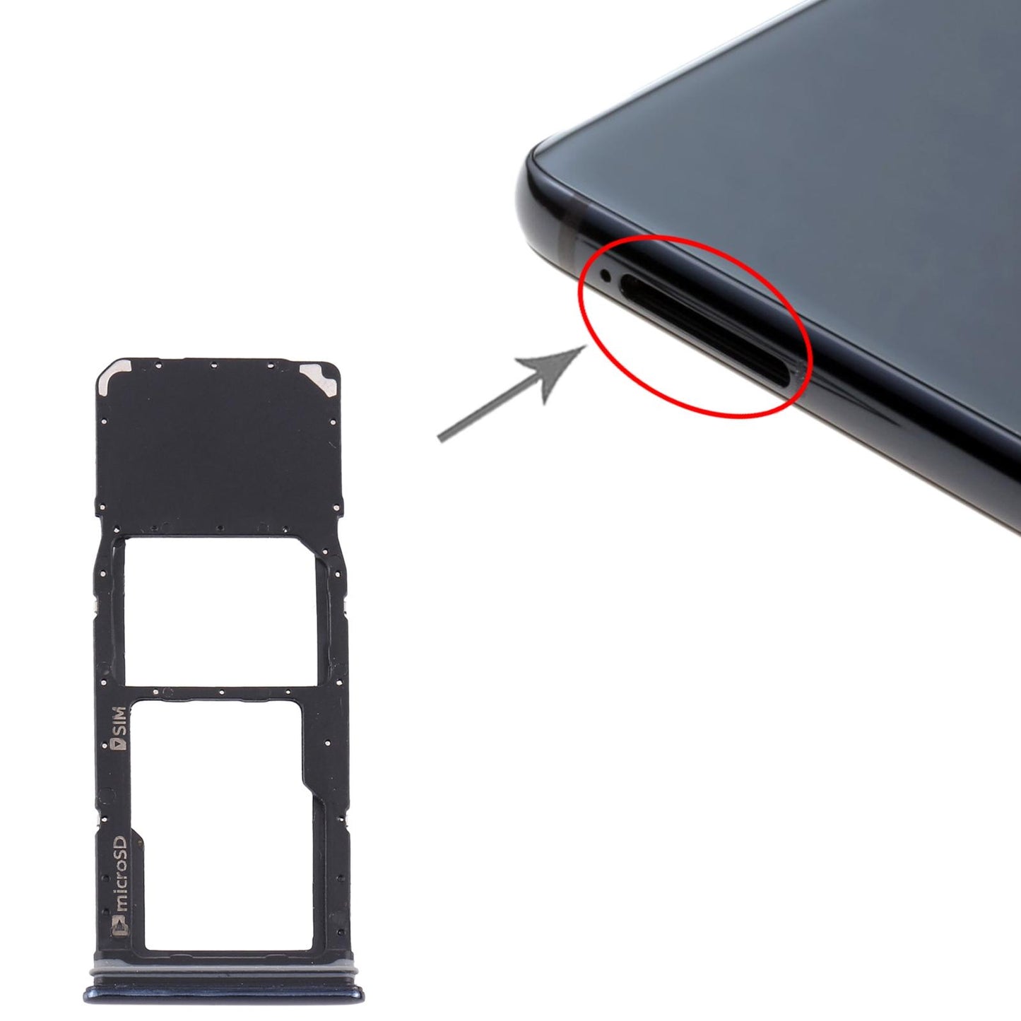 Simkaarthouder en microSD-houder voor Samsung Galaxy A9 (2018) SM-A920 (zwart)