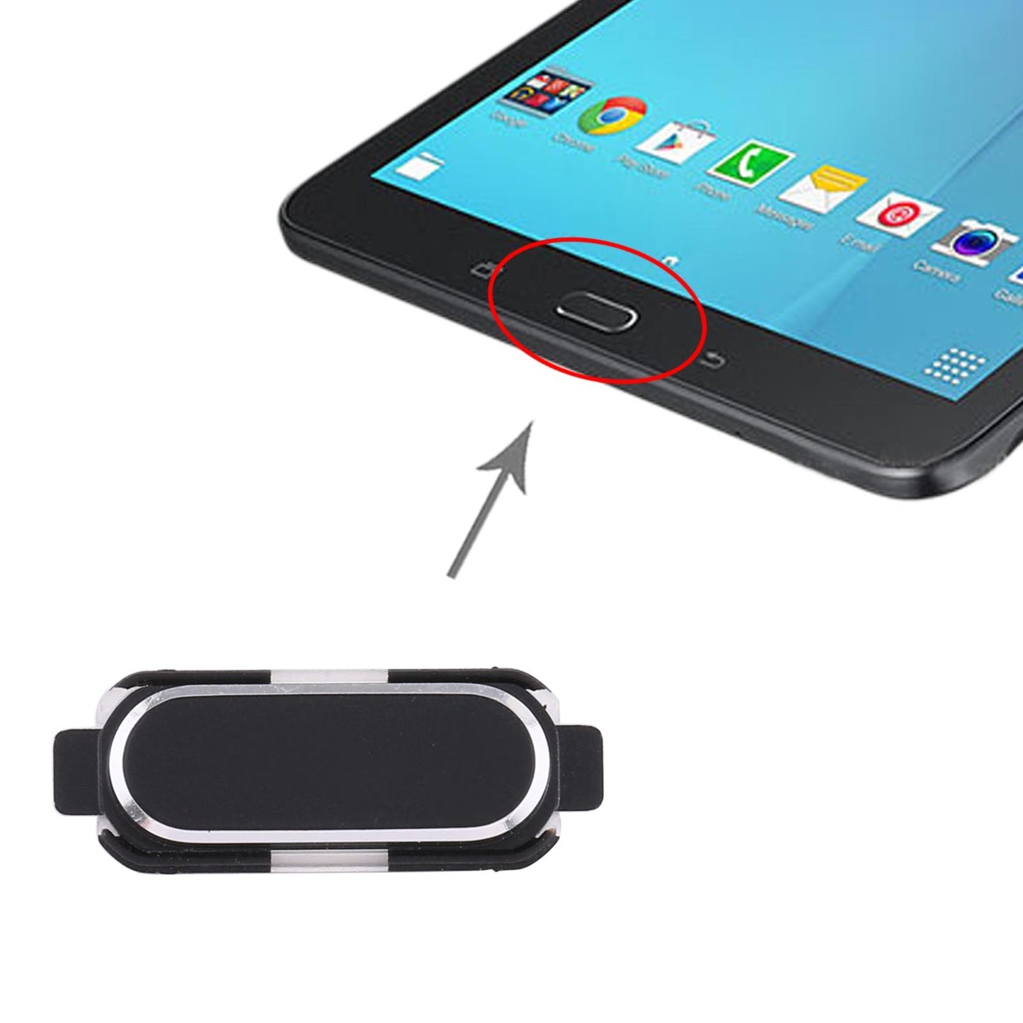 Home-knop voor Samsung Galaxy Tab E 9.6 SM-T560/T561/T567 (zwart)