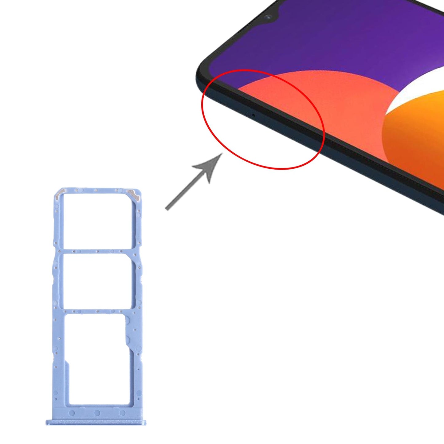 Simkaarthouder met microSD-houder voor Samsung Galaxy M12 SM-M127 (blauw)