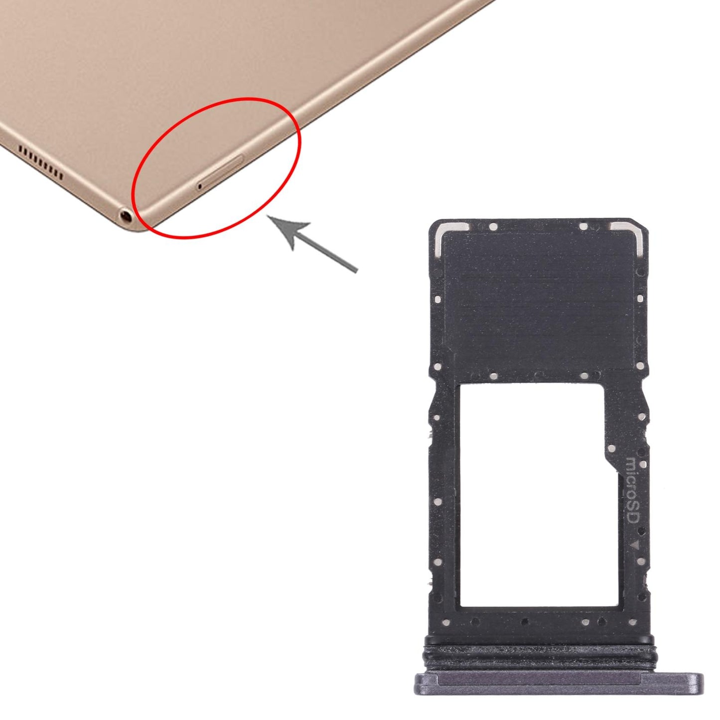 Micro SD-kaarthouder voor Samsung Galaxy Tab A7 10.4 (2020) SM-T505 (zwart)