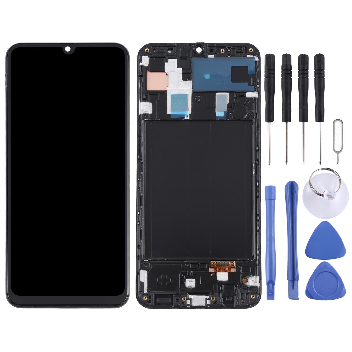 Display unit AMOLED met frame voor Samsung Galaxy A30 (SM-A305) (zwart)