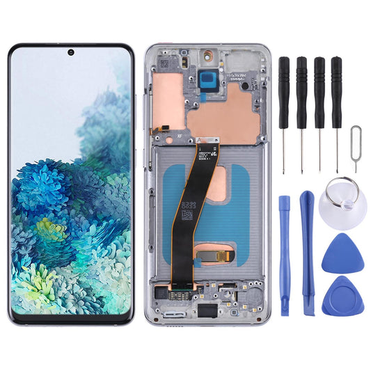 Display unit AMOLED voor Samsung Galaxy S20 5G SM-G981B (met frame, Zilver)