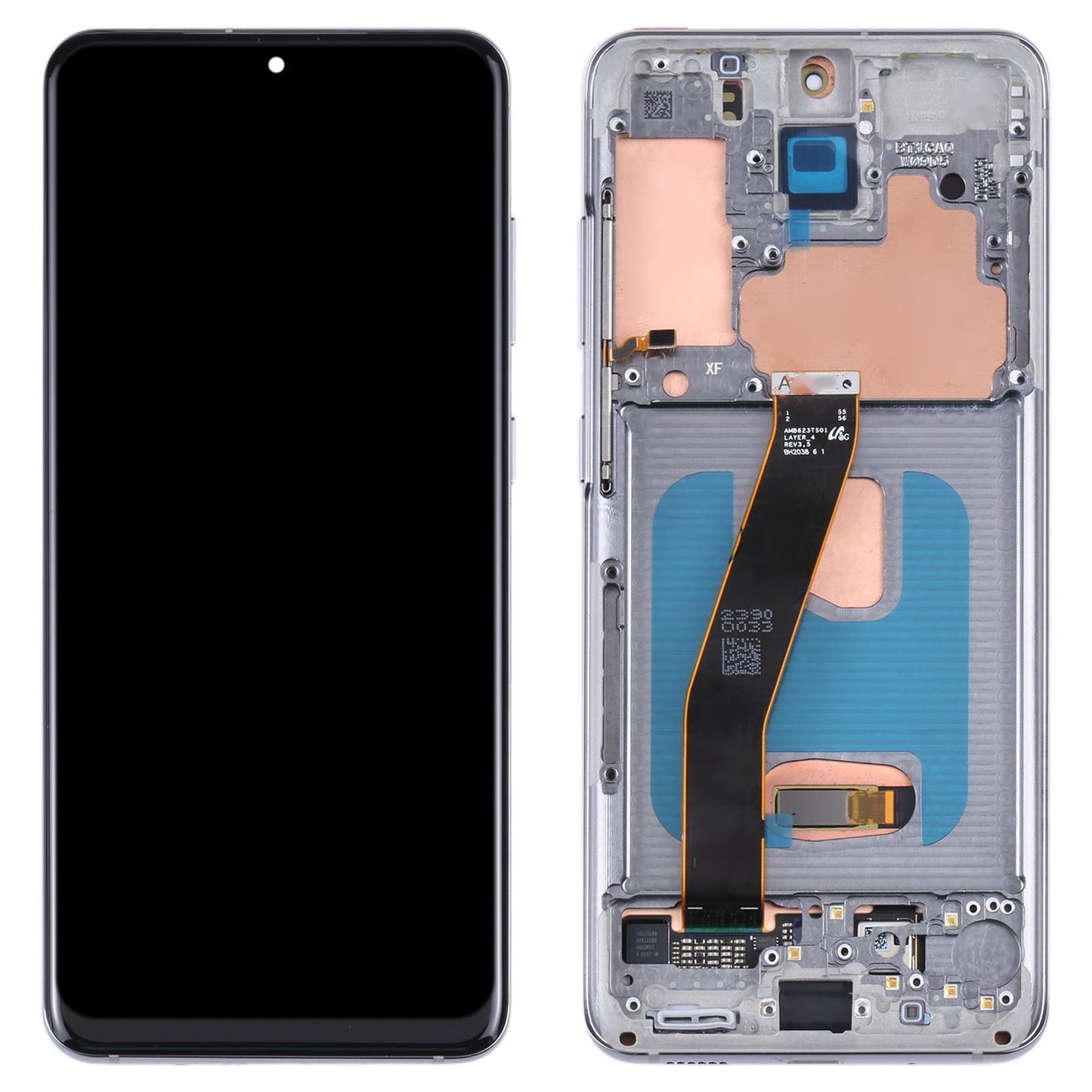 Display unit AMOLED voor Samsung Galaxy S20 5G SM-G981B (met frame, Zilver)
