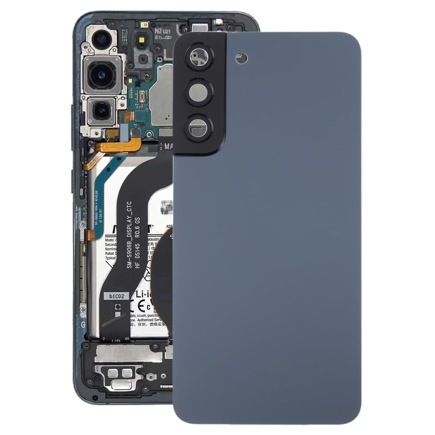 Achterklep met cameralensframe voor Samsung Galaxy S22+ 5G SM-S906B (blauw)