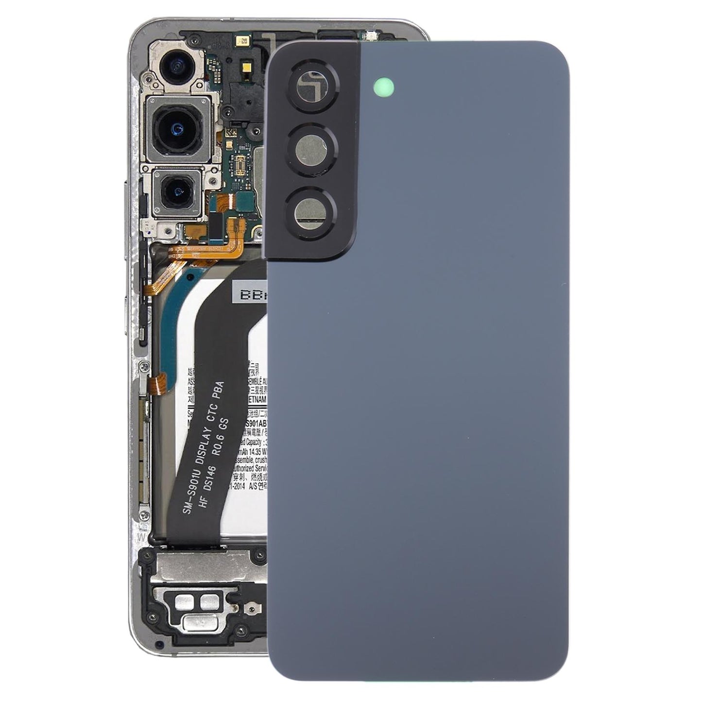 Achterklep met cameralensframe voor Samsung Galaxy S22 5G SM-S901B (blauw)