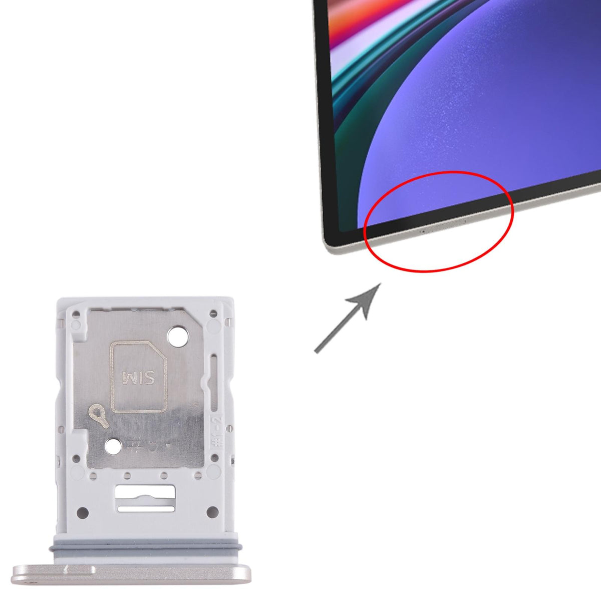 Simkaarthouder en microSD-kaarthouder voor Samsung Galaxy Tab S9 (beige)