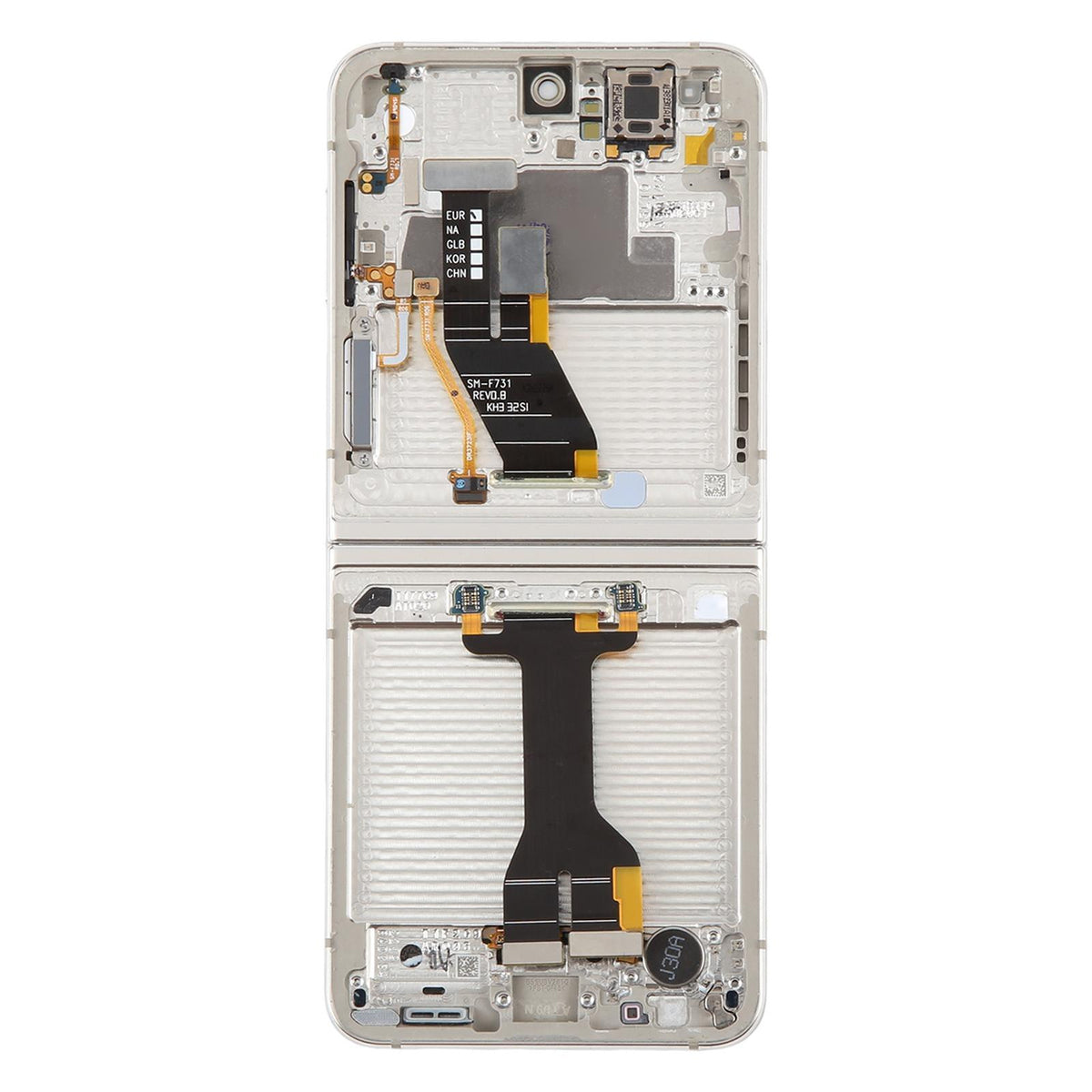 Display unit AMOLED (hoofdscherm) voor Samsung Galaxy Z Flip5 (SM-F731) met frame (zilver)