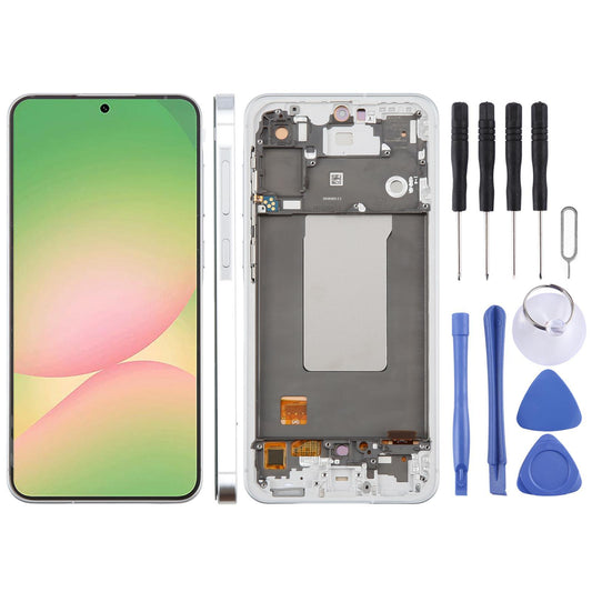 Display unit OLED met frame voor Samsung Galaxy A56 SM-A566B (Wit)