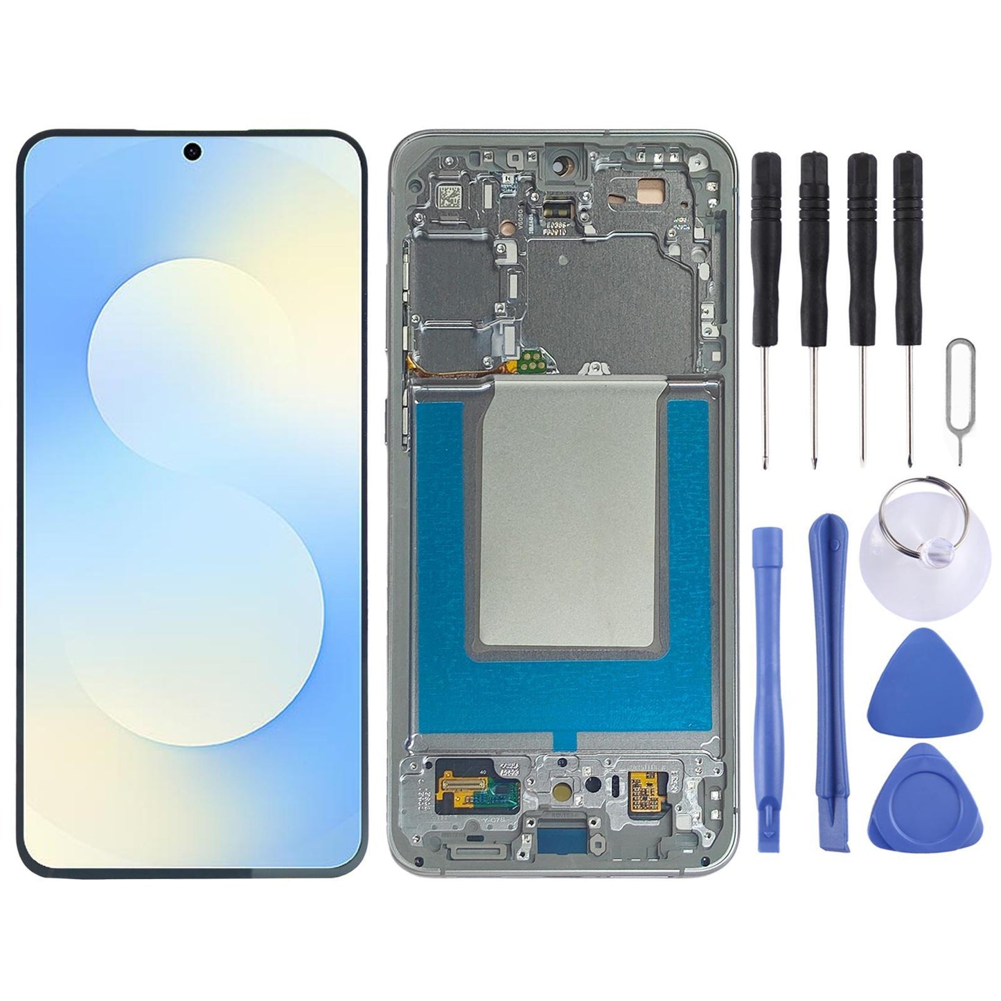 Display unit AMOLED voor Samsung Galaxy S25 FE SM-S731B (met frame, Grijs)