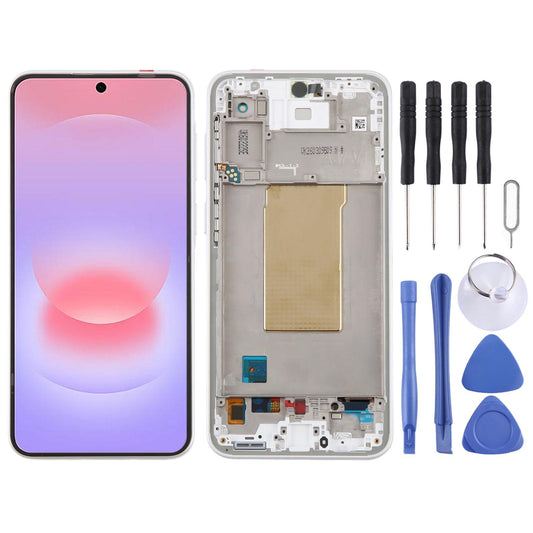 Display unit OLED voor Samsung Galaxy A37 (SM-A376B) met frame (zilver)