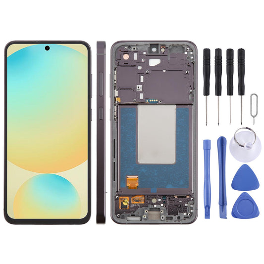 Display unit AMOLED voor Samsung Galaxy S24 FE (SM-S721B) met frame (zwart)