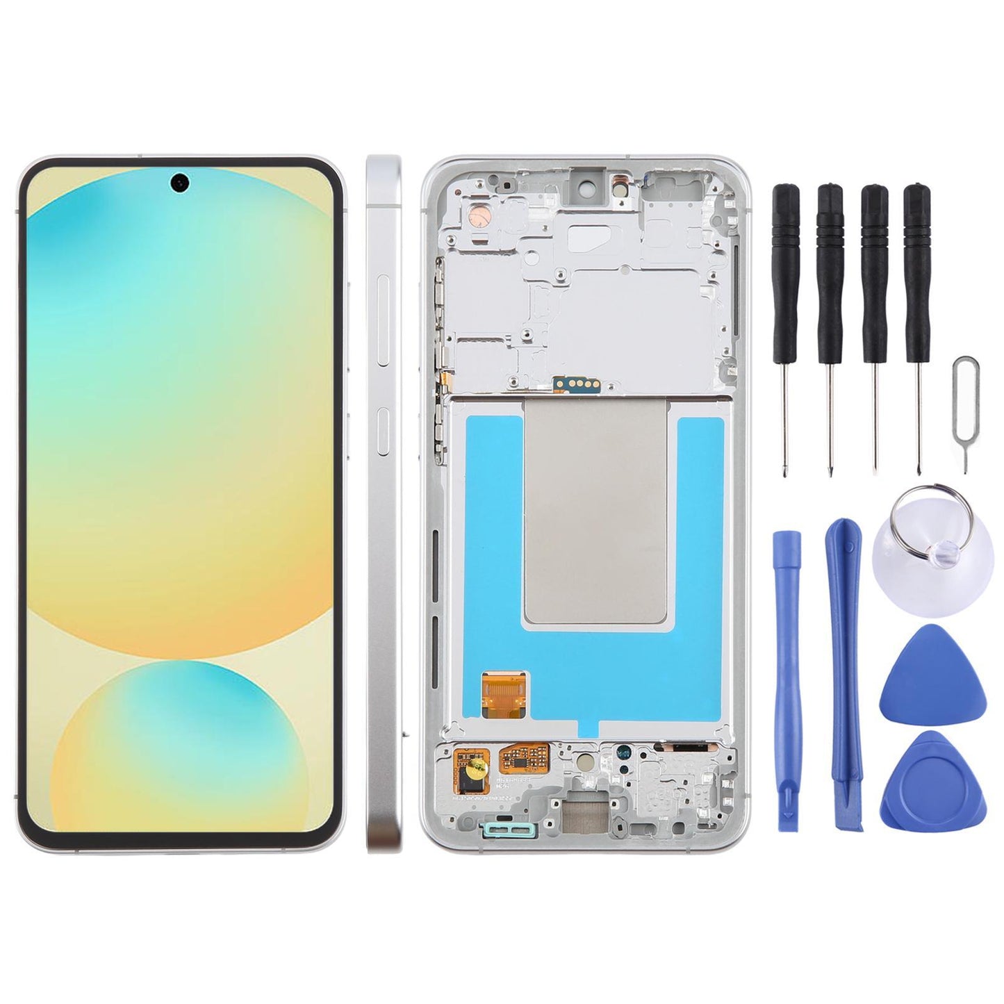 Display unit AMOLED voor Samsung Galaxy S24 FE (SM-S721B) met frame (zilver)