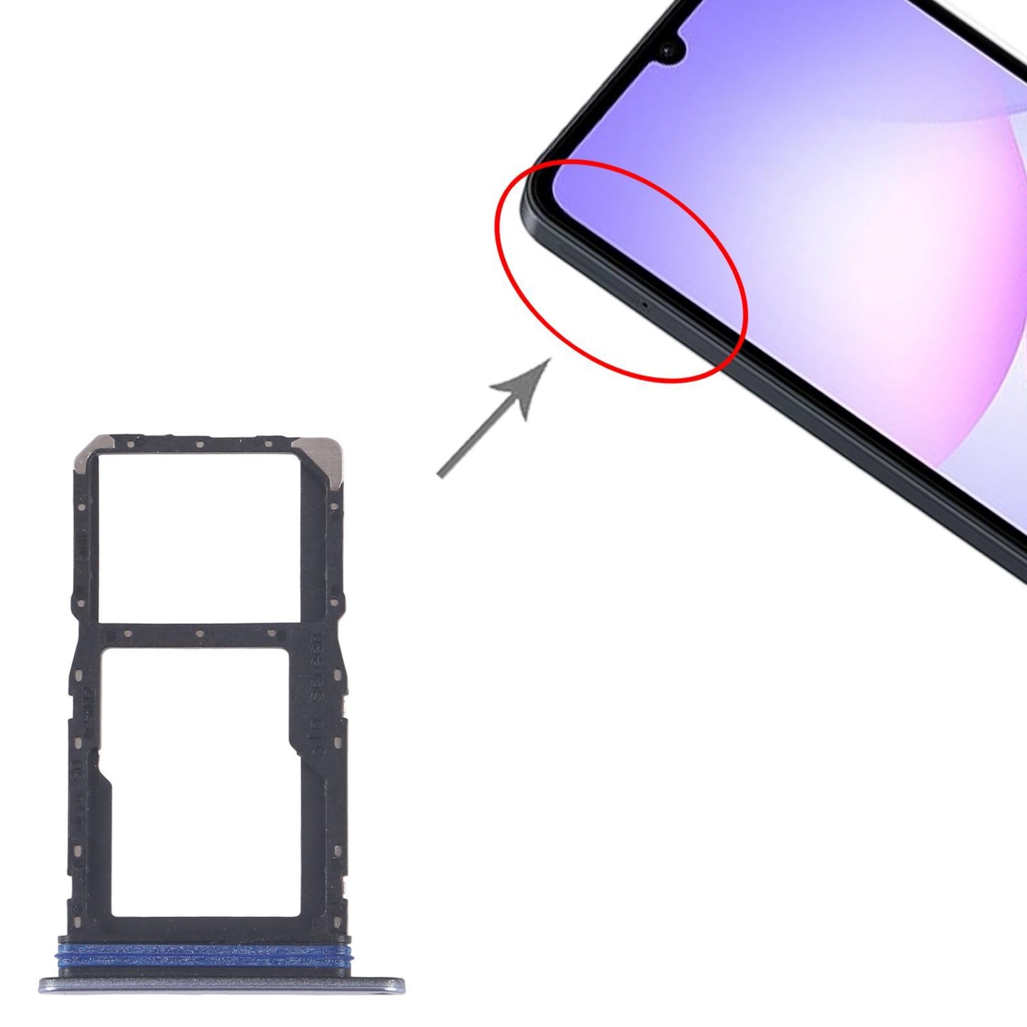Simkaarthouder voor dual sim en microSD voor Samsung Galaxy A07 5G SM-A076B (lichtblauw)