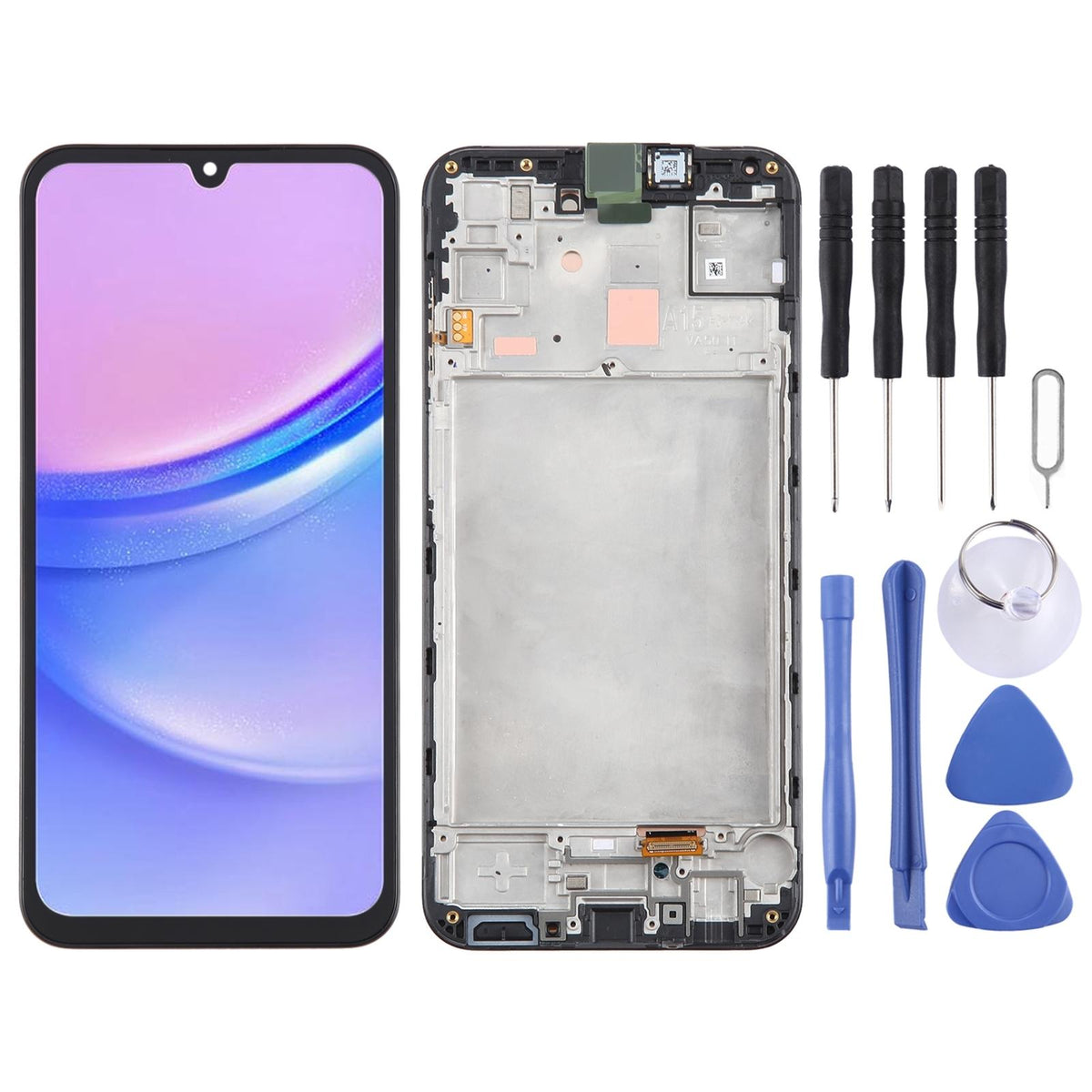 Display unit AMOLED voor Samsung Galaxy A15 4G SM-A155F (met frame, Zwart)