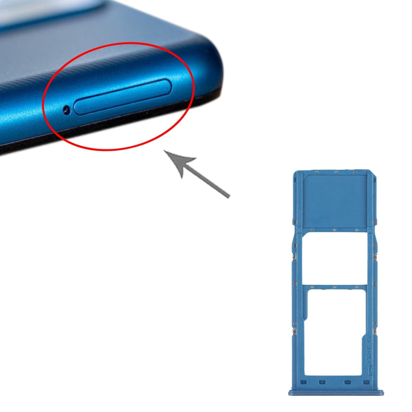 Simkaarthouder met micro SD-kaarthouder voor Samsung Galaxy A12 SM-A125 (blauw)