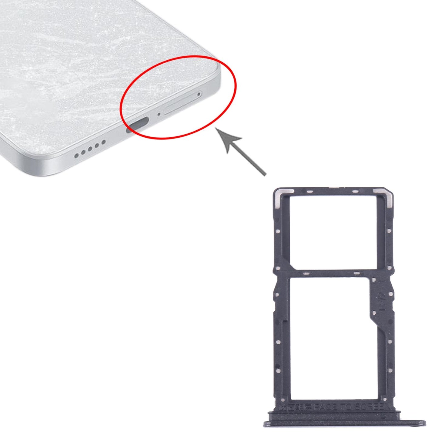 Simkaarthouder (SIM + microSD) voor Xiaomi Redmi Note 13 5G (zwart)