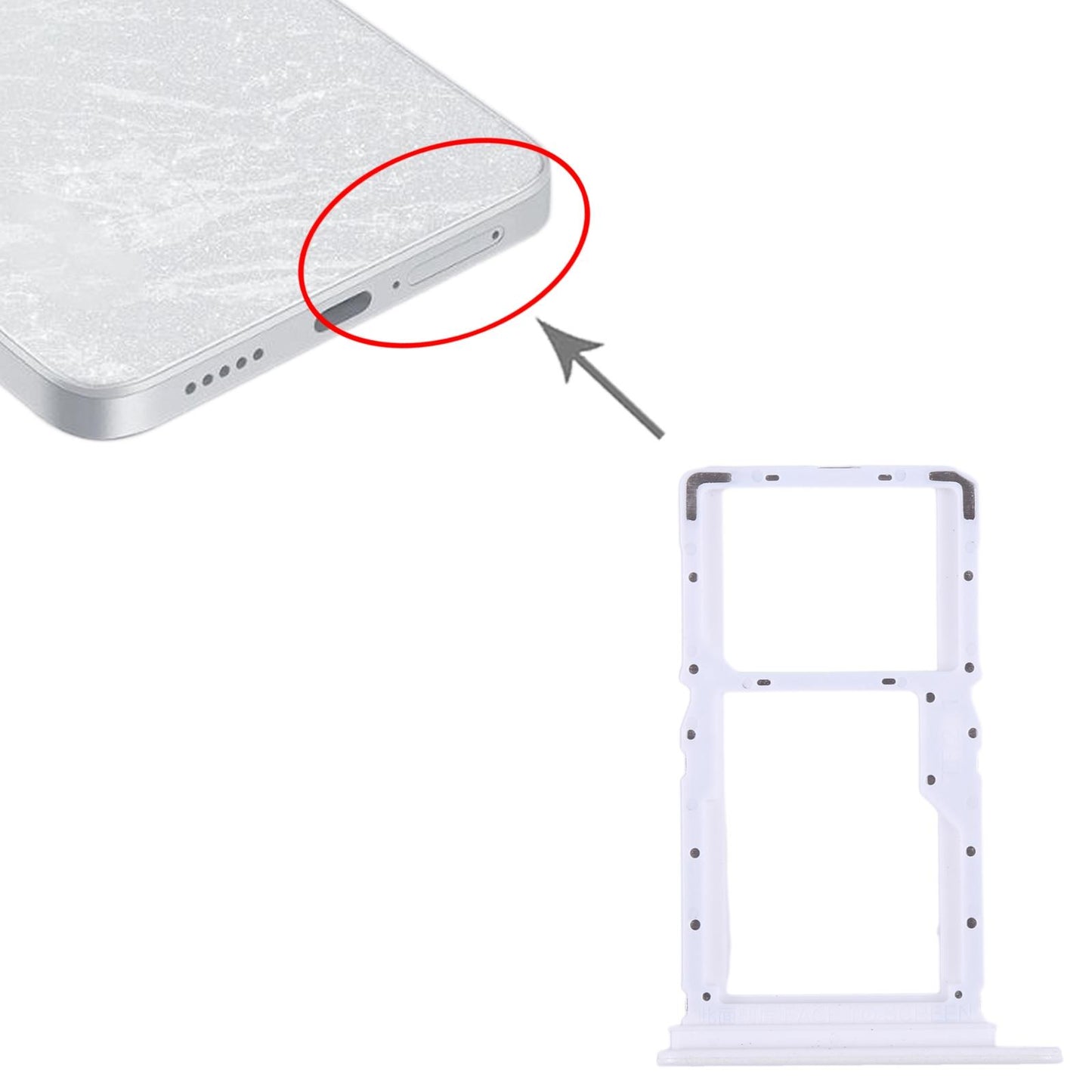 Simkaarthouder (SIM + microSD) voor Xiaomi Redmi Note 13 5G (wit)