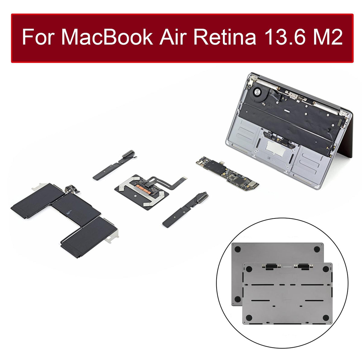 Onderklep voor MacBook Air 13,6 inch M2 A2681 (2022, EMC 4074) (Spacegrijs)
