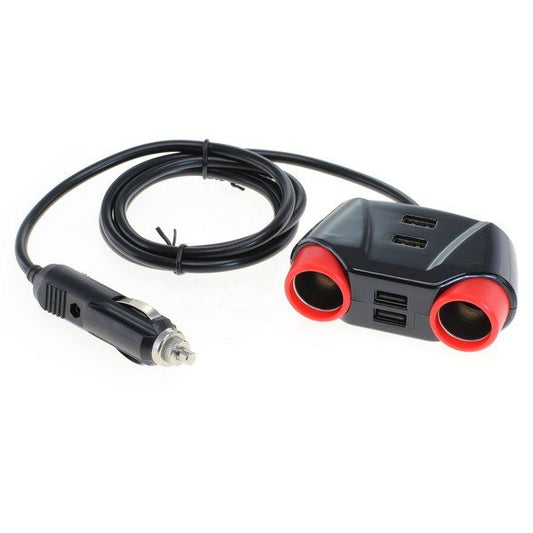 Autolader splitter / verloop + 4x USB en 1,2m kabel