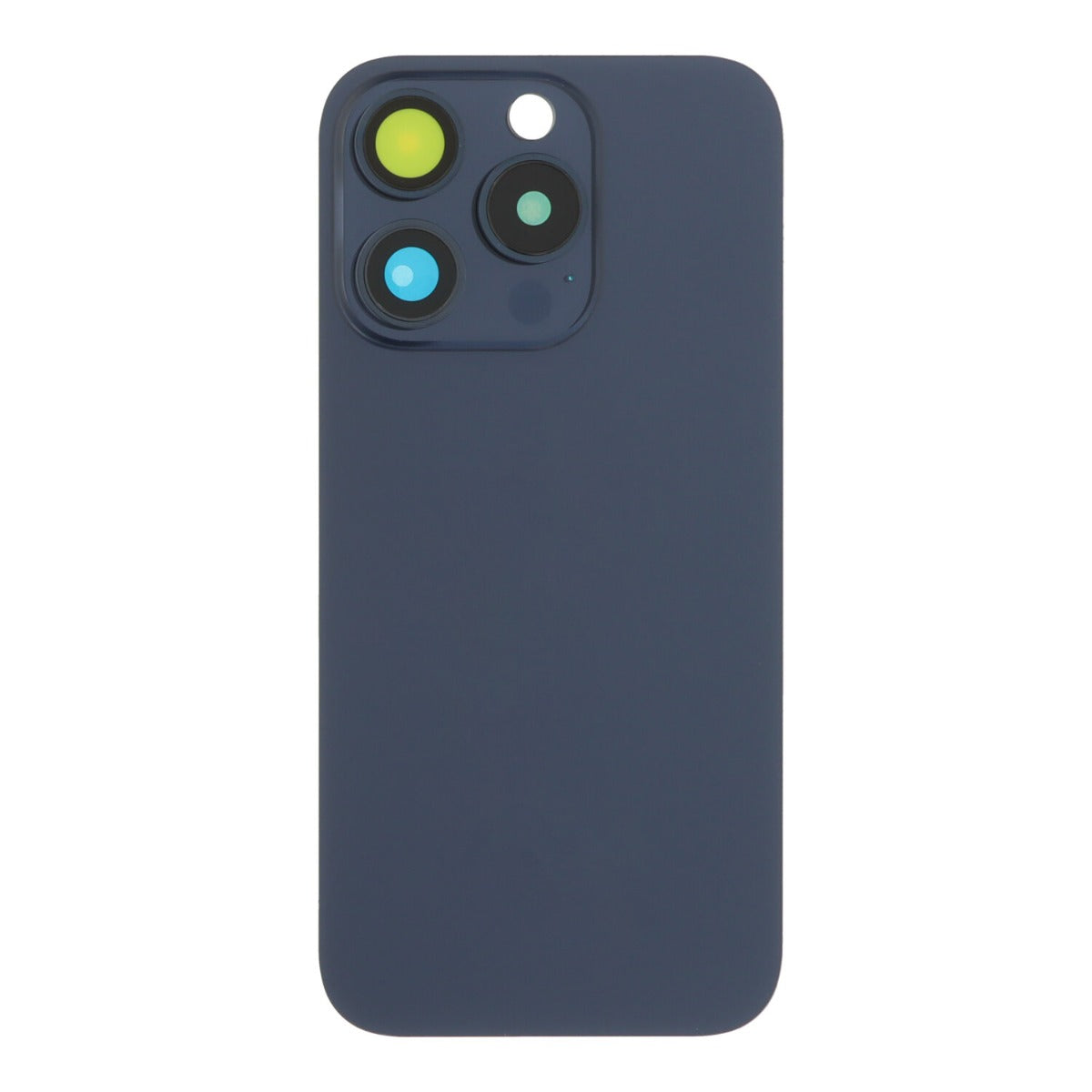 Back cover - achterkant iPhone 15 Pro met cameralenzen en MagSafe magneetring blauw