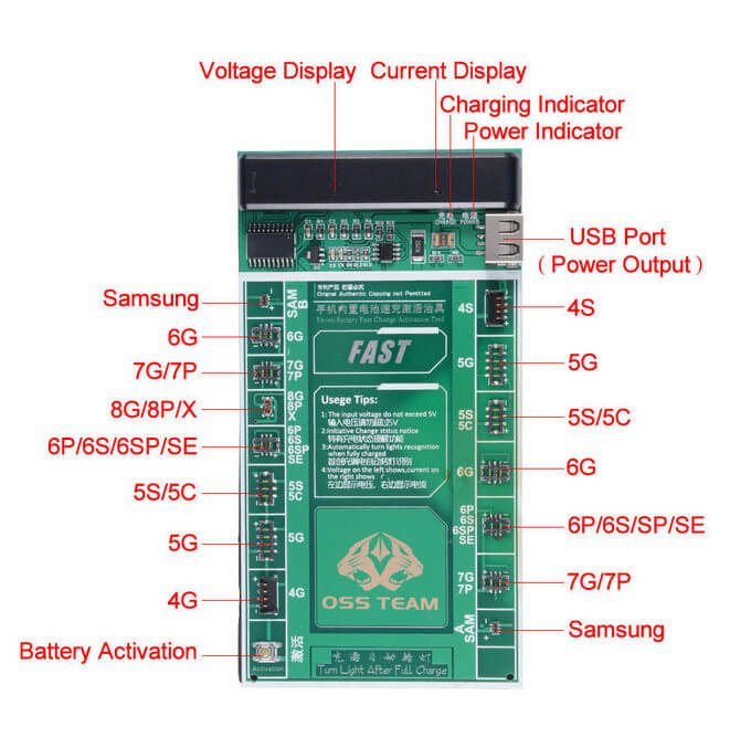 Batterij activatie tool - iPhone/Samsung - W208A+