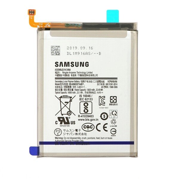 Batterij Samsung EB-BM207ABY 6000 mAh SM-M307F Galaxy M30s GH82-21263A (Service Pack)
