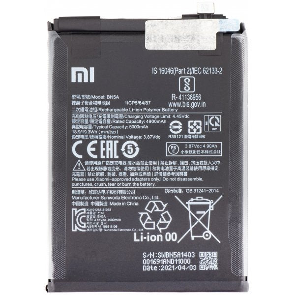Batterij Xiaomi BN5A 5000 mAh Redmi 10/Redmi Note 10 5G/Poco M3 Pro 460200006L5Z (Service Pack)
