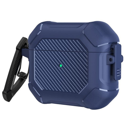 Carbon hoesje met haak voor Apple Airpods Pro blauw