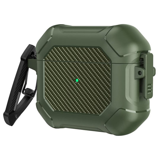 Carbon hoesje met haak voor Apple Airpods Pro groen