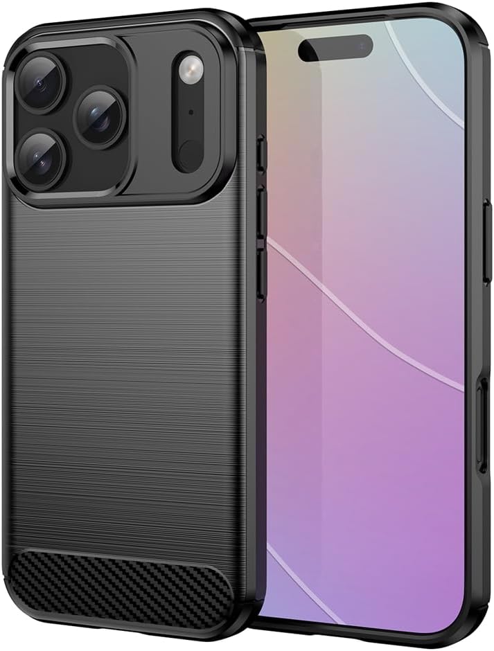 Carbon TPU hoesje Apple iPhone 17 Pro/18 Pro zwart