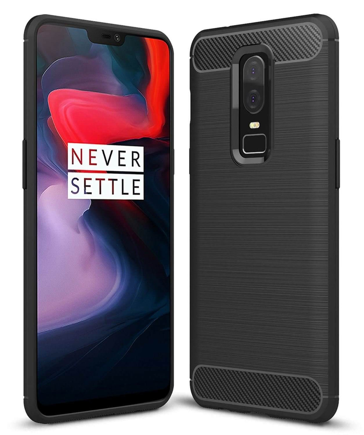 Carbon TPU hoesje OnePlus 6 zwart