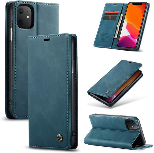 CaseMe book case leer - Apple iPhone 11 - blauw
