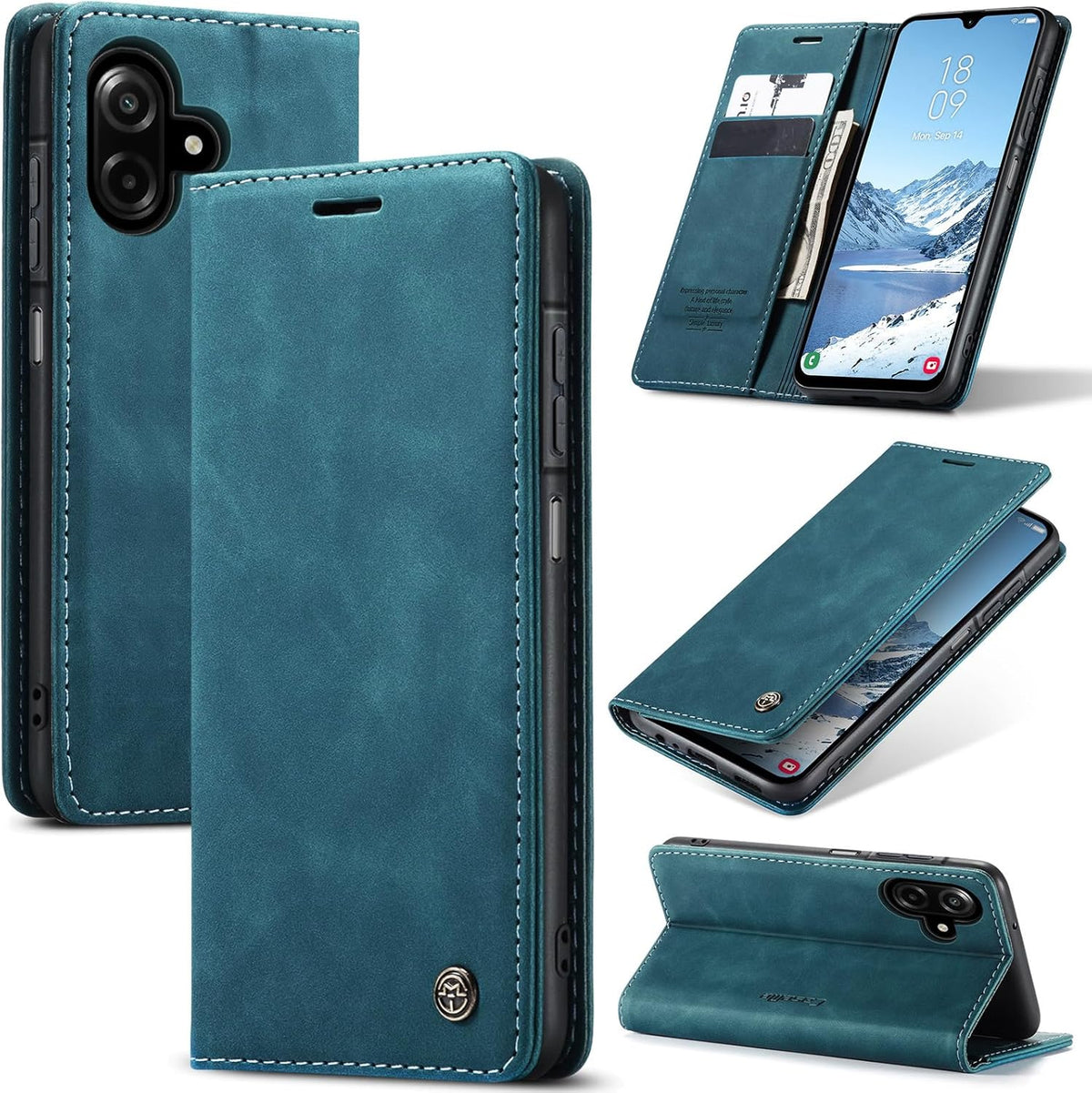 CaseMe book case leer - Samsung Galaxy A07/A08 - Blauw